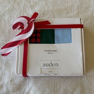 Auden 3-Pack Invisible Edge Bikinis - Red Plaid, Forest Green, Light Blue